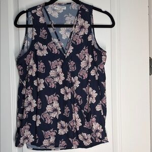 Grayson Threads Navy and Pink Floral Blouse